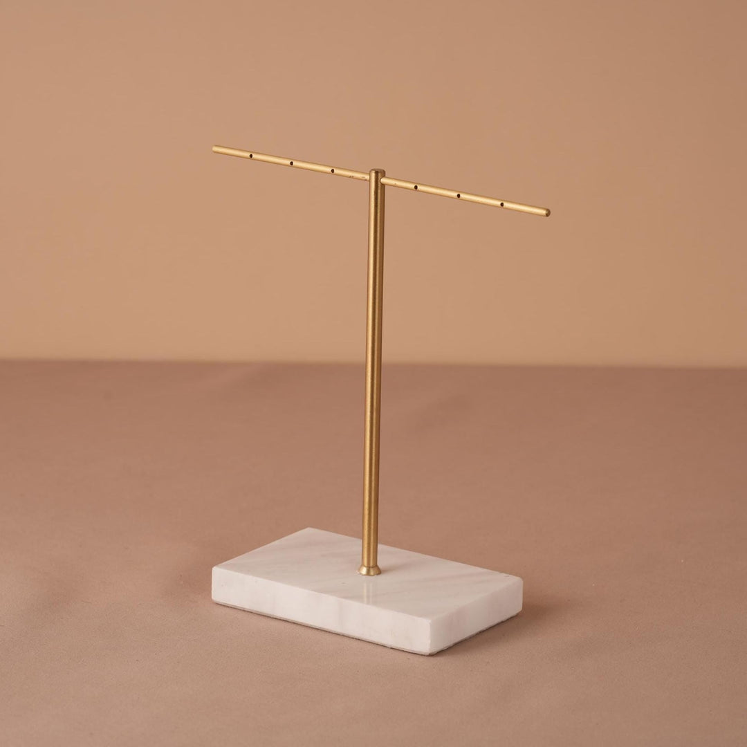 Marble Base Brass Earring Holder – Jewelry Display Stand, Boutique Decor