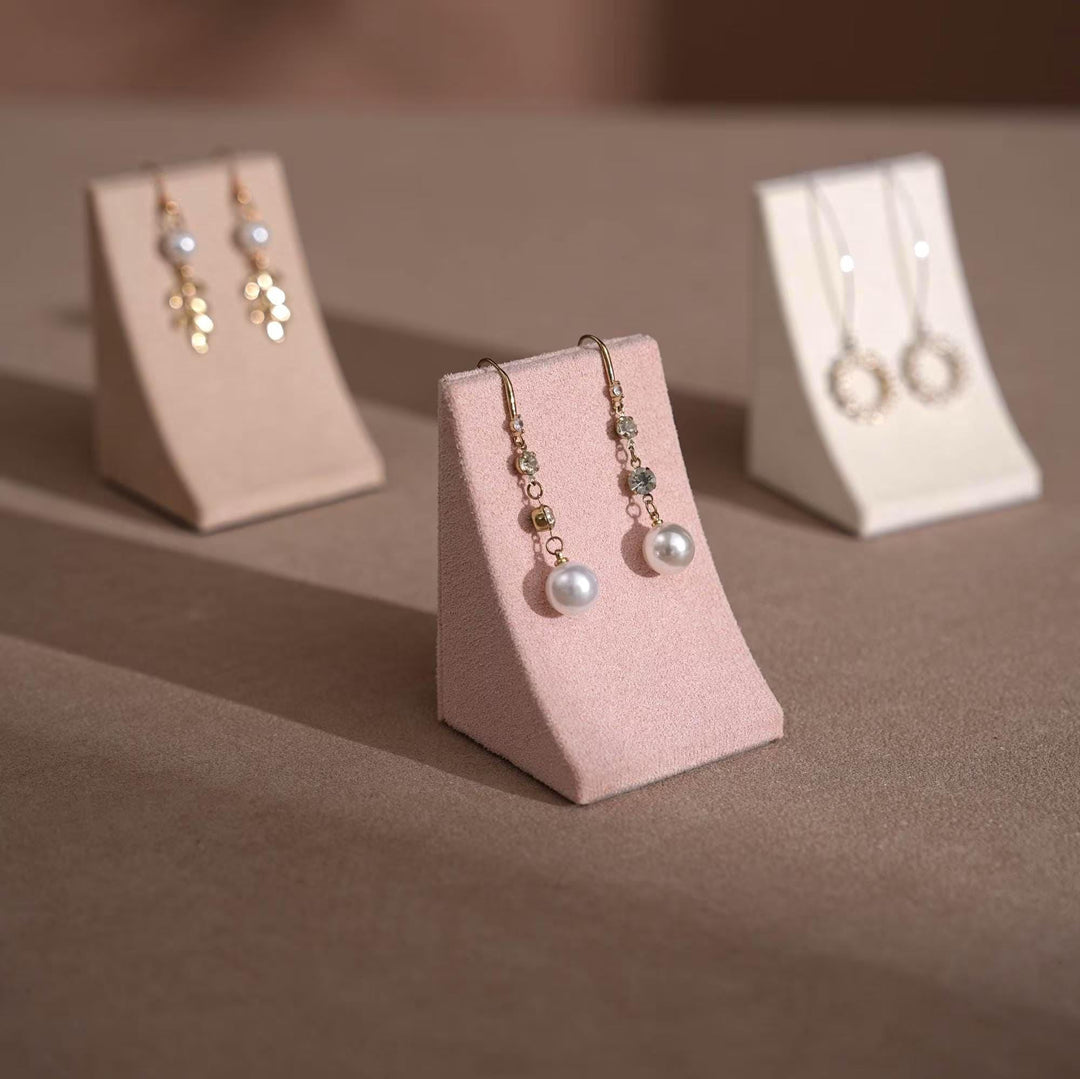 Minimalist Vegan Suede Jewelry Display Stand for Earrings &amp; Necklaces