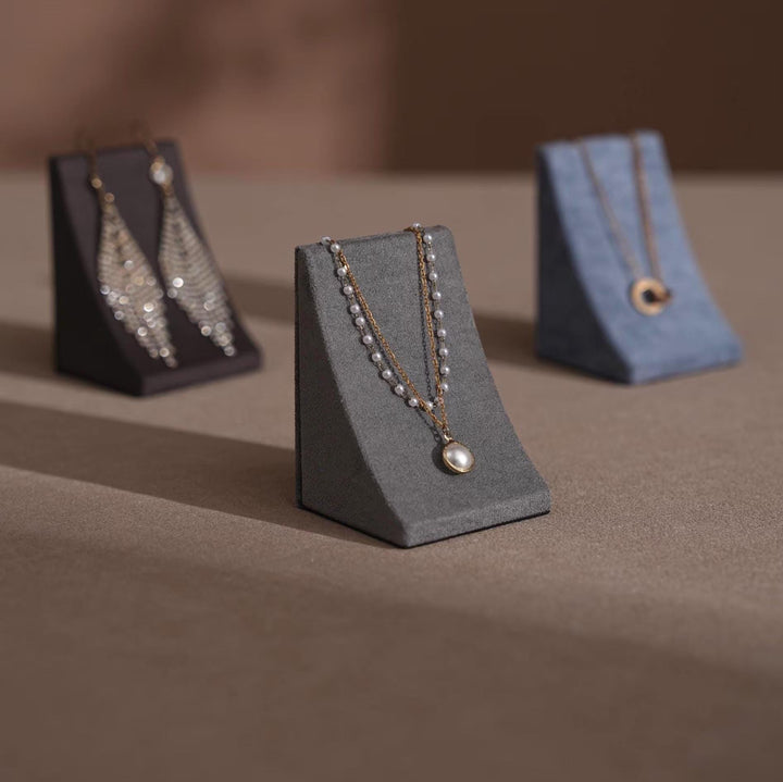 Minimalist Vegan Suede Jewelry Display Stand for Earrings &amp; Necklaces