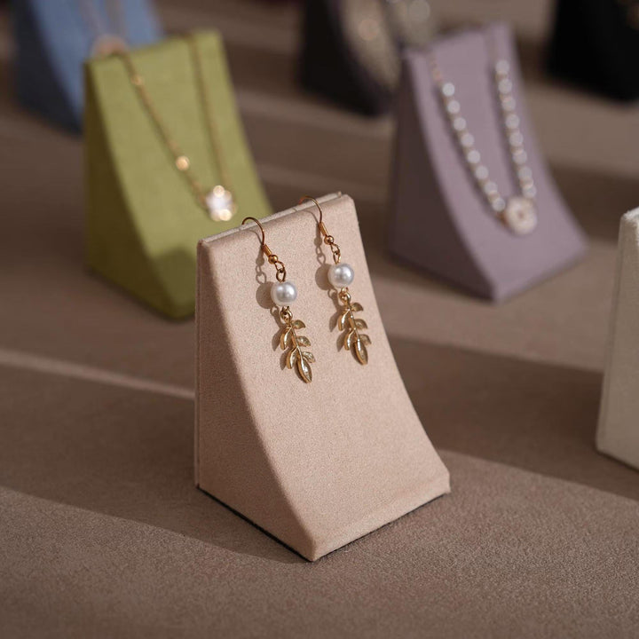 Minimalist Vegan Suede Jewelry Display Stand for Earrings &amp; Necklaces