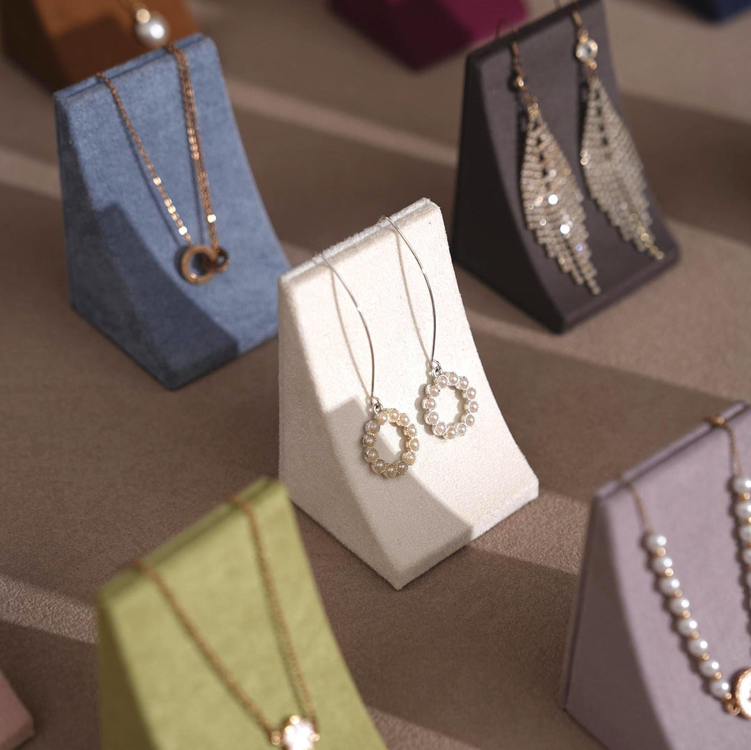 Minimalist Vegan Suede Jewelry Display Stand for Earrings &amp; Necklaces