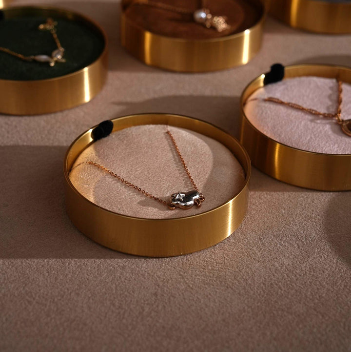 Brass Necklace Box with Lid, Gift for Her Mother, Keepsake Jewelry Box