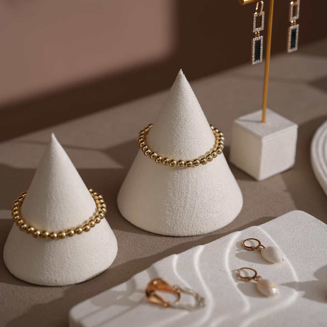 Elegant White Vegan Suede Jewelry Dish &amp; Tray Set | 17-Piece Boutique Display