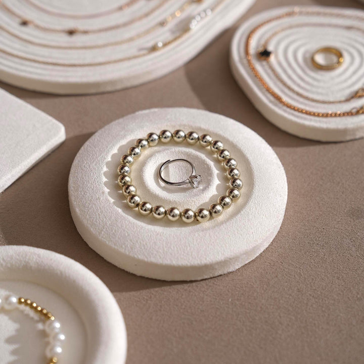 Elegant White Vegan Suede Jewelry Dish &amp; Tray Set | 17-Piece Boutique Display