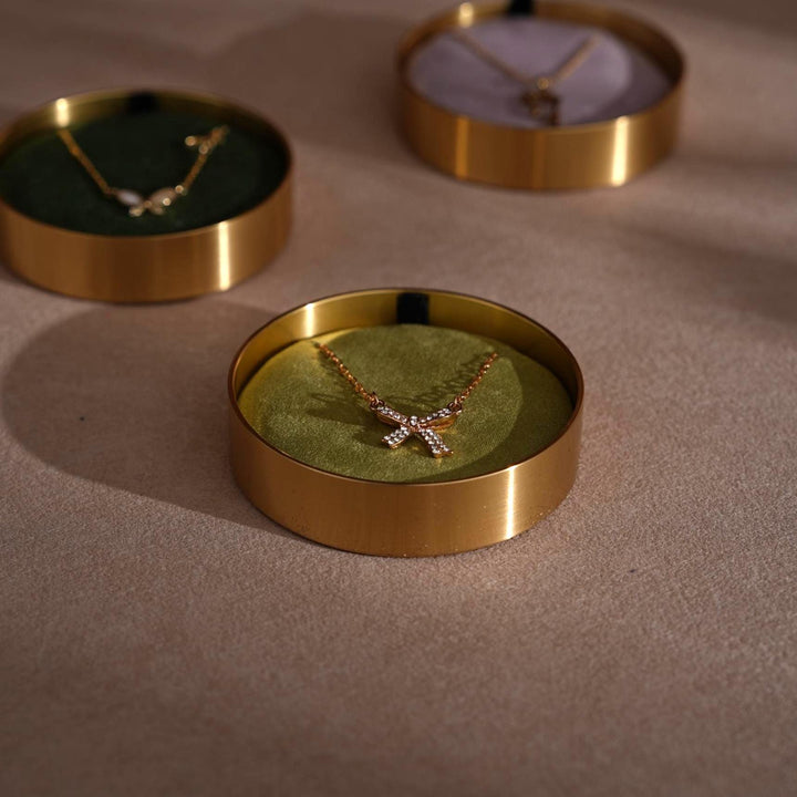 Brass Necklace Box with Lid, Gift for Her Mother, Keepsake Jewelry Box
