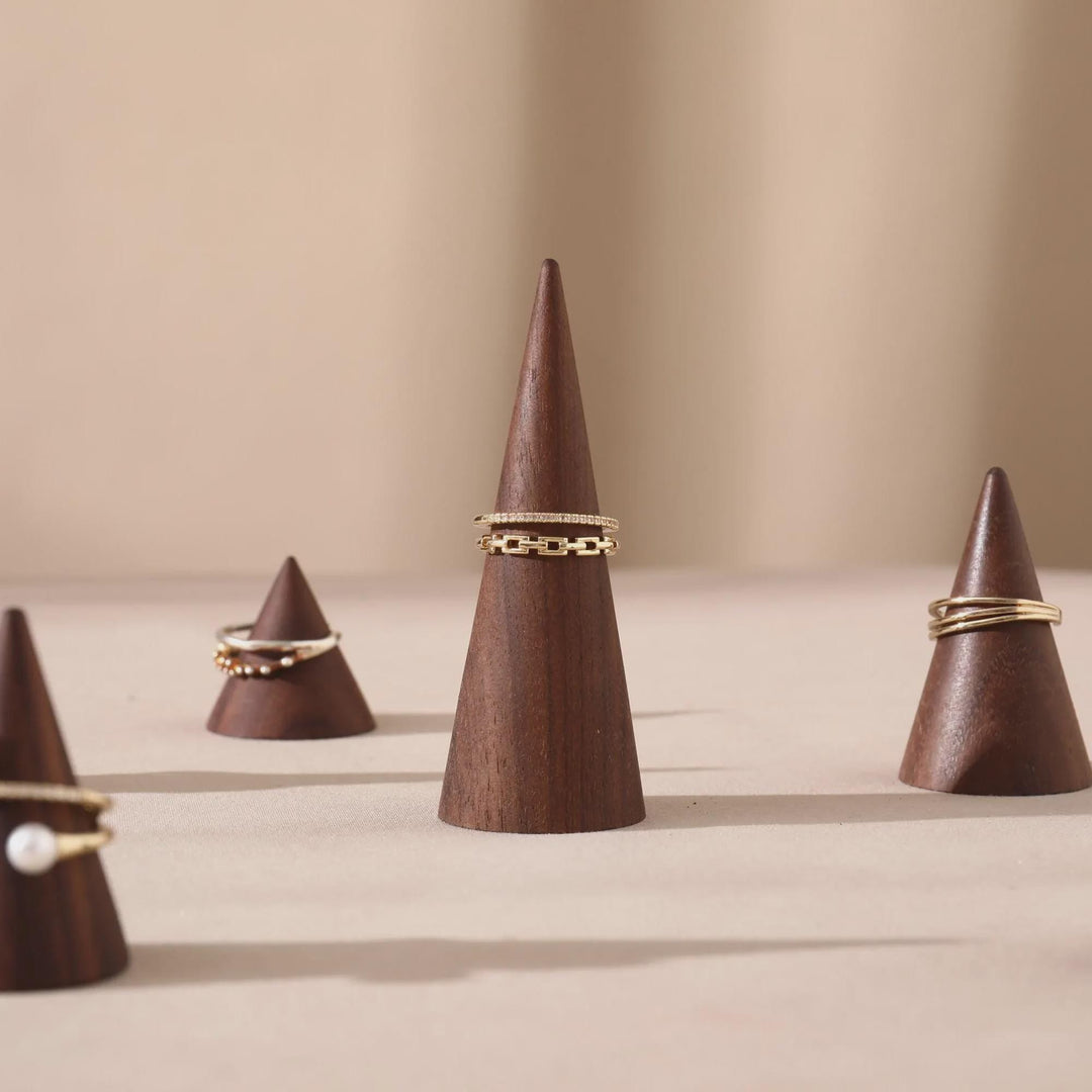 Walnut Wood Ring Cone Stand – Boutique Ring Holder Display
