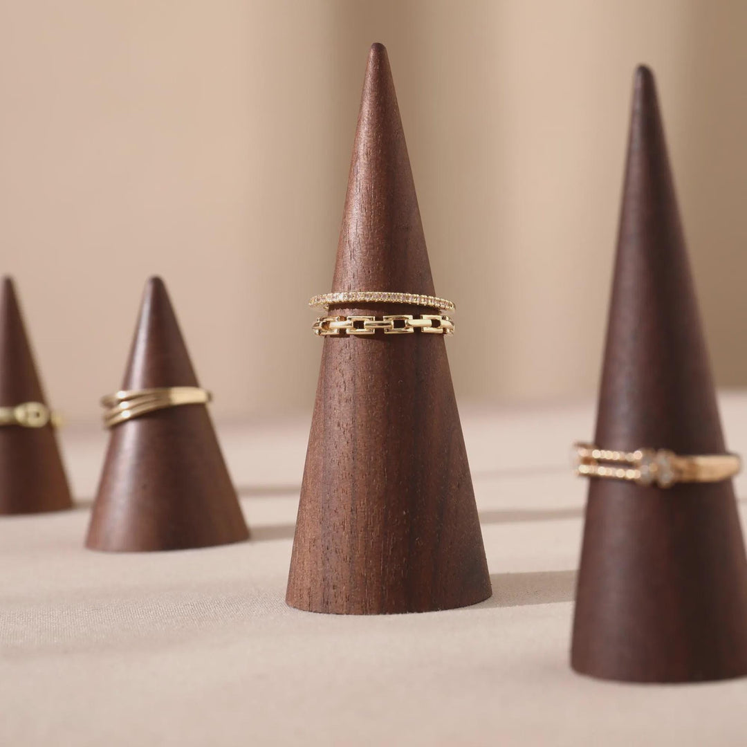 Walnut Wood Ring Cone Stand – Boutique Ring Holder Display