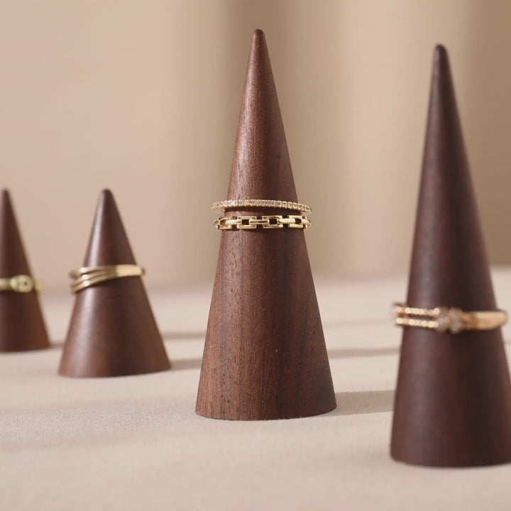 Walnut Wood Ring Cone Stand – Boutique Ring Holder Display
