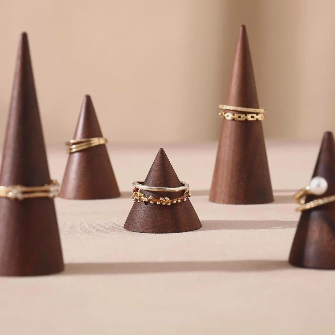 Walnut Wood Ring Cone Stand – Boutique Ring Holder Display