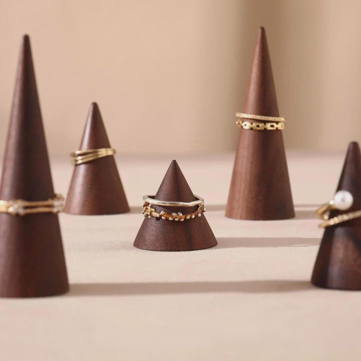 Walnut Wood Ring Cone Stand – Boutique Ring Holder Display