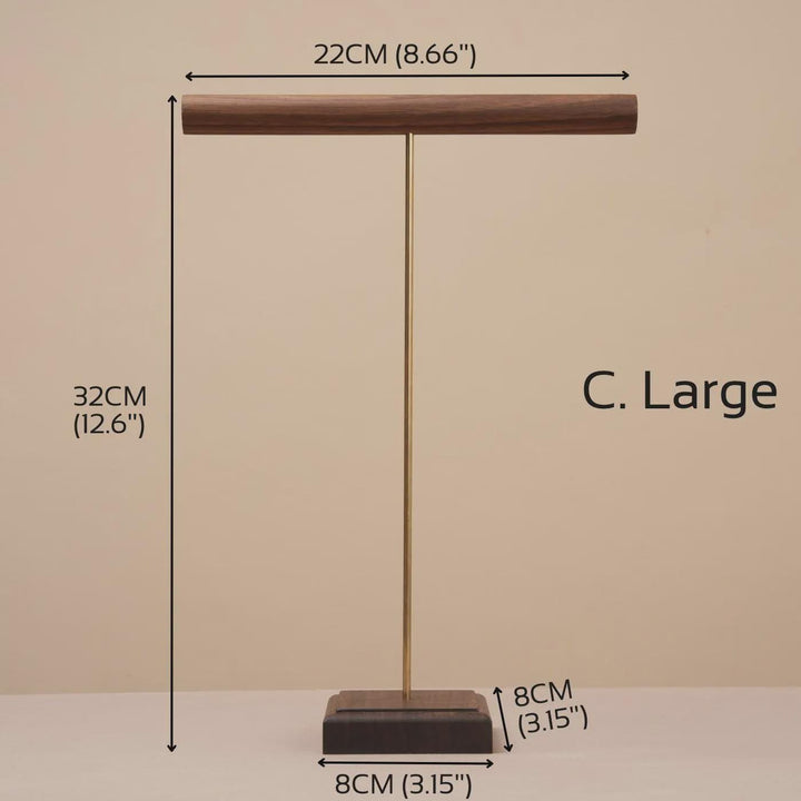 Solid Walnut Necklace &amp; Bracelet Stand, Brass Rod