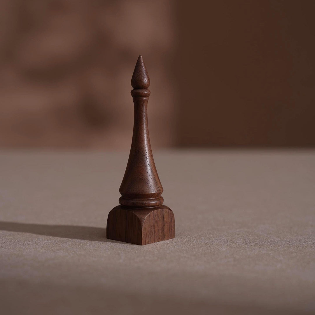Black Walnut Beechwood Ring Holder: Bishop Style Jewelry Display Stand