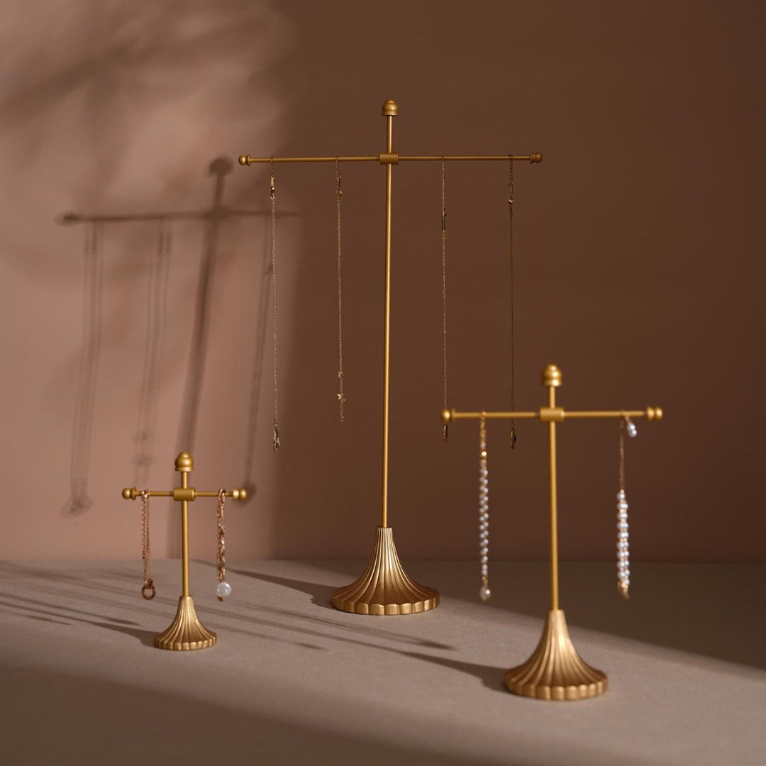 Gold Metal Jewelry Display Stand Set | Necklace, Bracelet &amp; Earring Holders for Craft Fairs