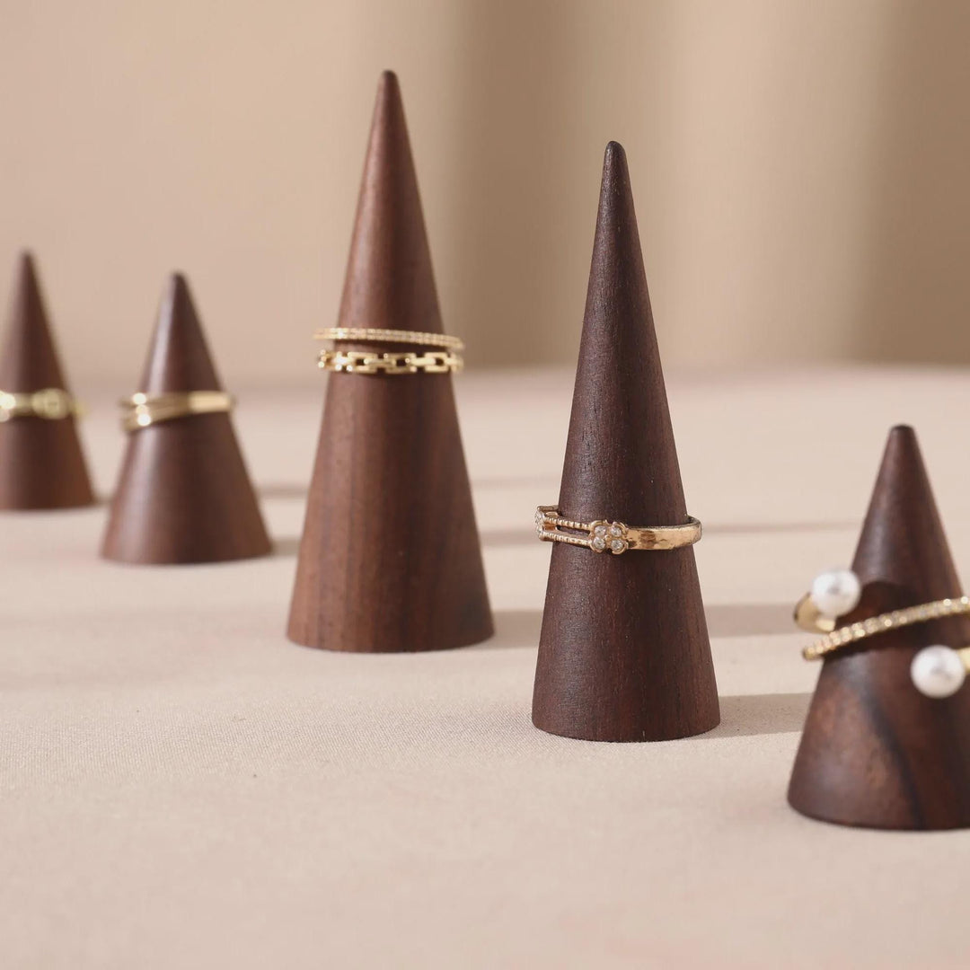 Walnut Wood Ring Cone Stand – Boutique Ring Holder Display