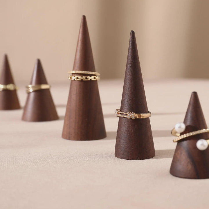 Walnut Wood Ring Cone Stand – Boutique Ring Holder Display