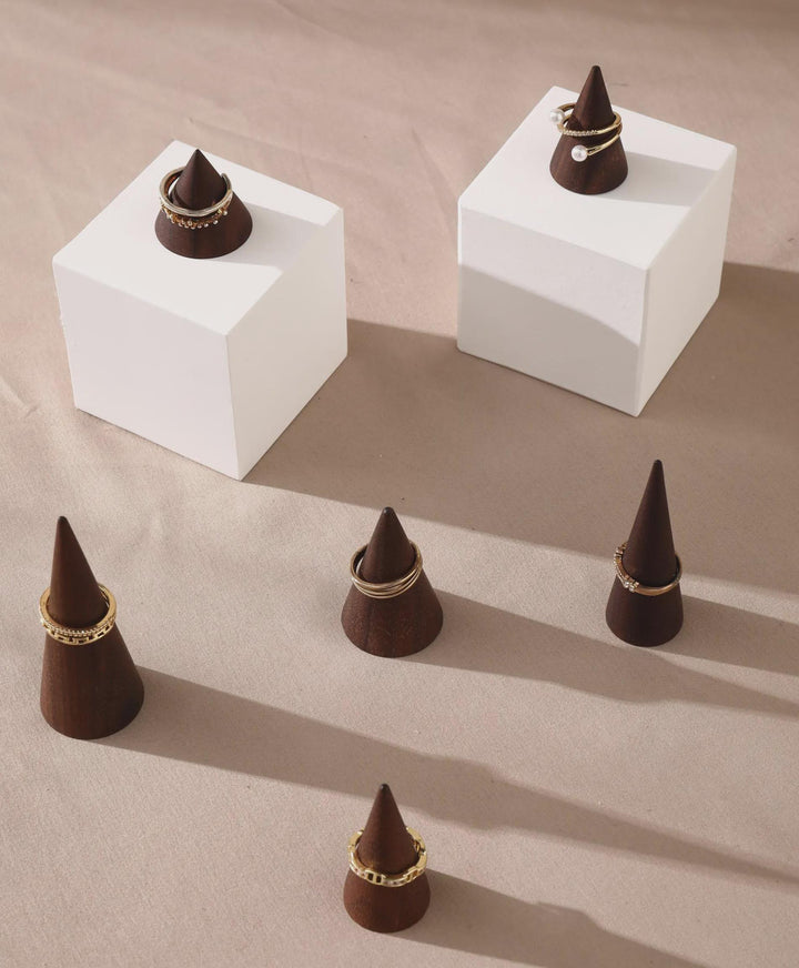 Walnut Wood Ring Cone Stand – Boutique Ring Holder Display