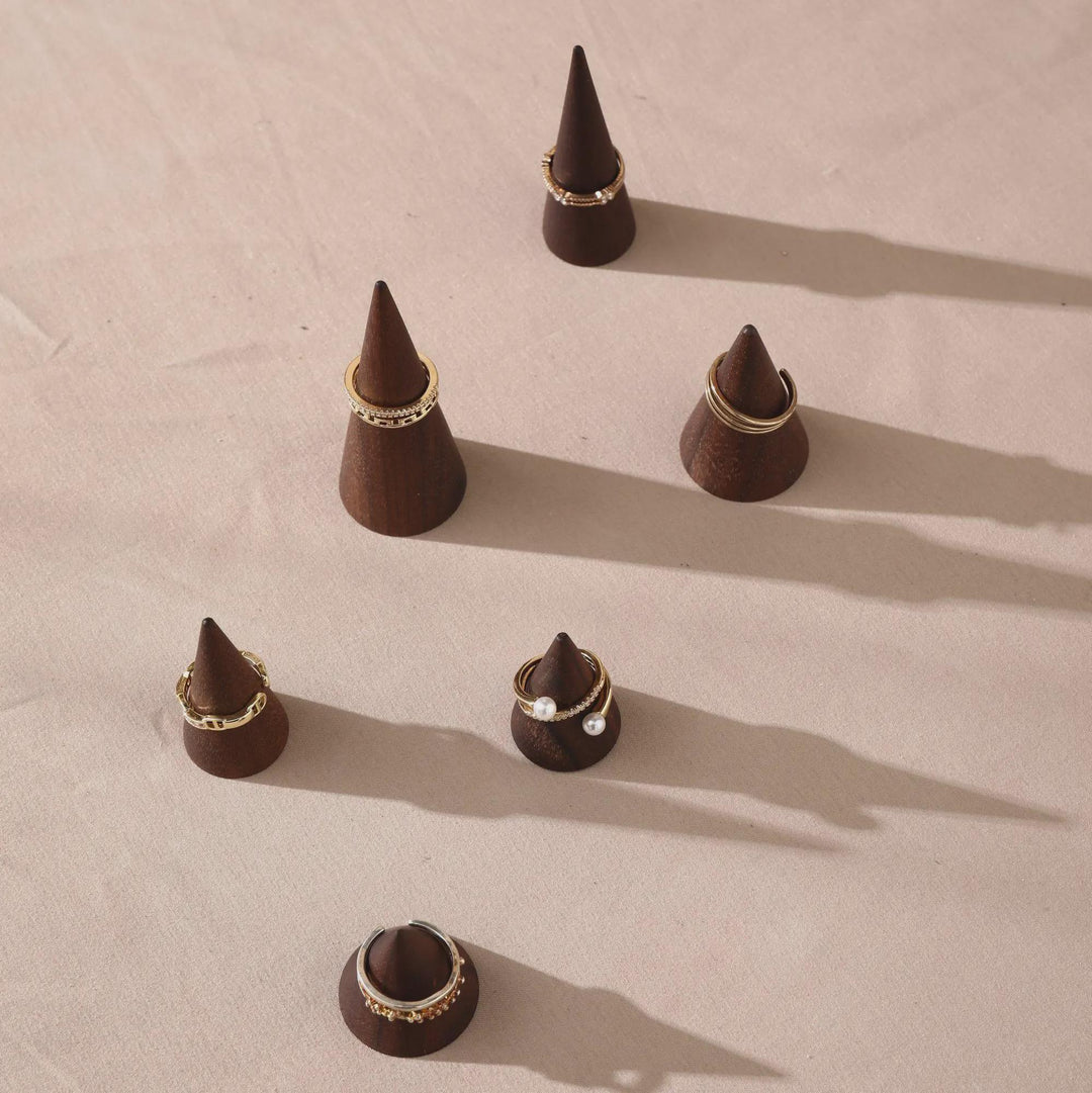 Walnut Wood Ring Cone Stand – Boutique Ring Holder Display