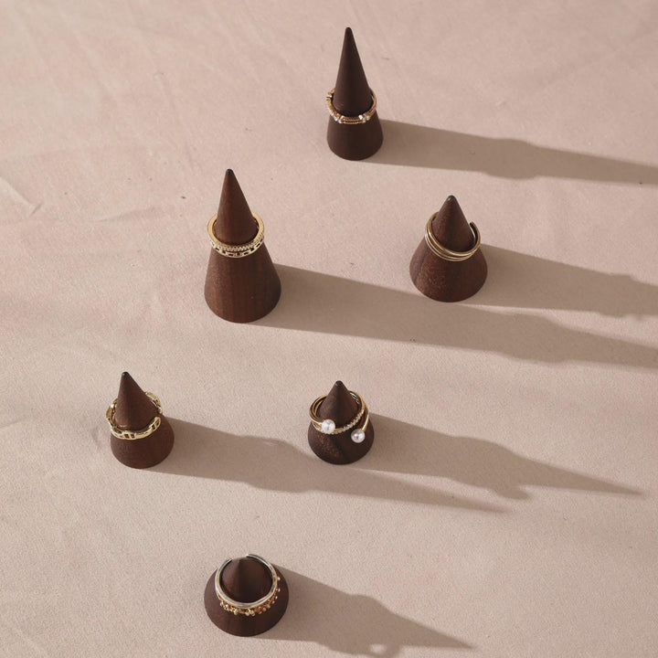 Walnut Wood Ring Cone Stand – Boutique Ring Holder Display