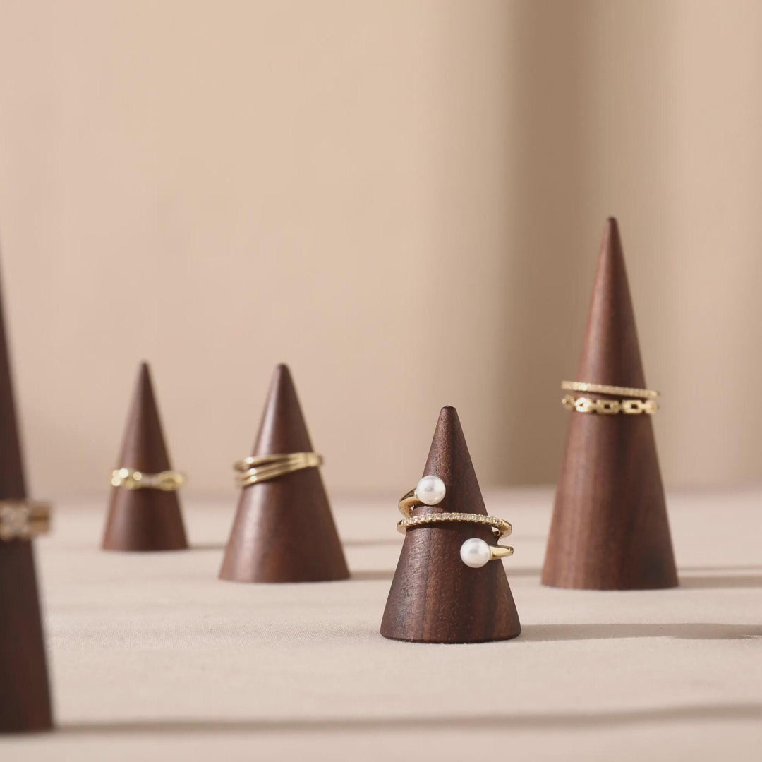 Walnut Wood Ring Cone Stand – Boutique Ring Holder Display