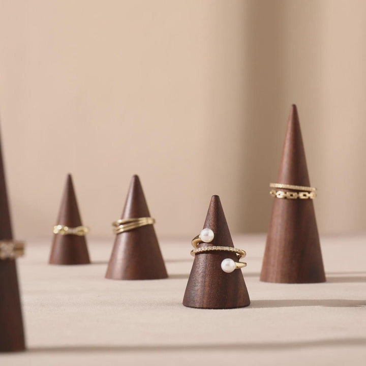 Walnut Wood Ring Cone Stand – Boutique Ring Holder Display