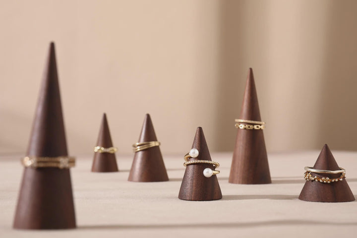 Walnut Wood Ring Cone Stand – Boutique Ring Holder Display