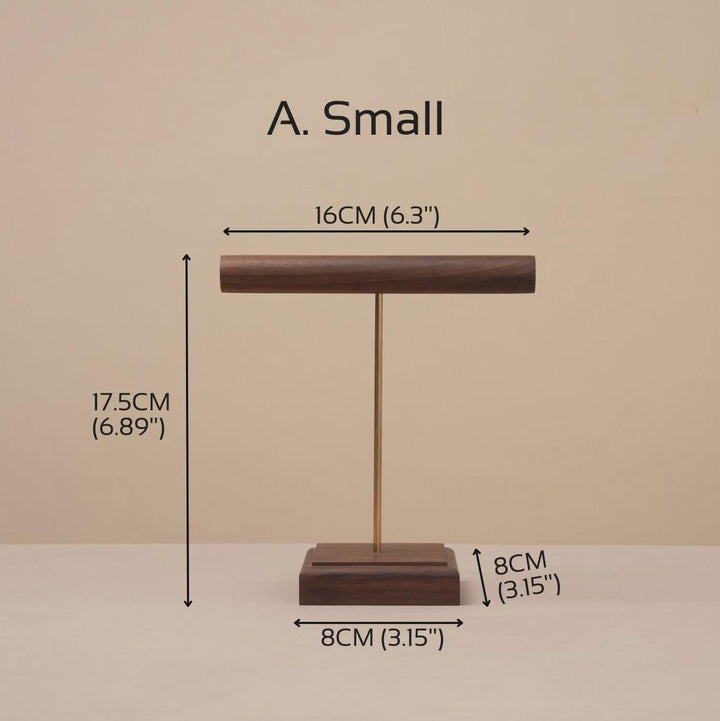 Solid Walnut Necklace &amp; Bracelet Stand, Brass Rod