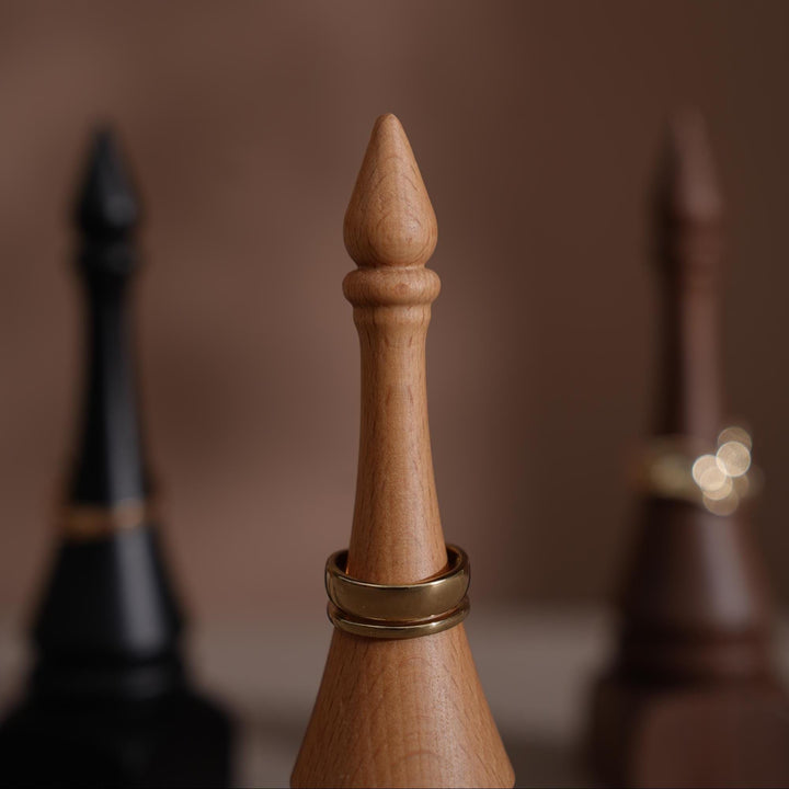 Black Walnut Beechwood Ring Holder: Bishop Style Jewelry Display Stand