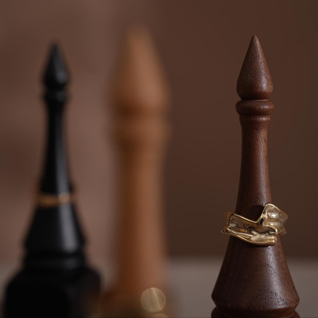 Black Walnut Beechwood Ring Holder: Bishop Style Jewelry Display Stand