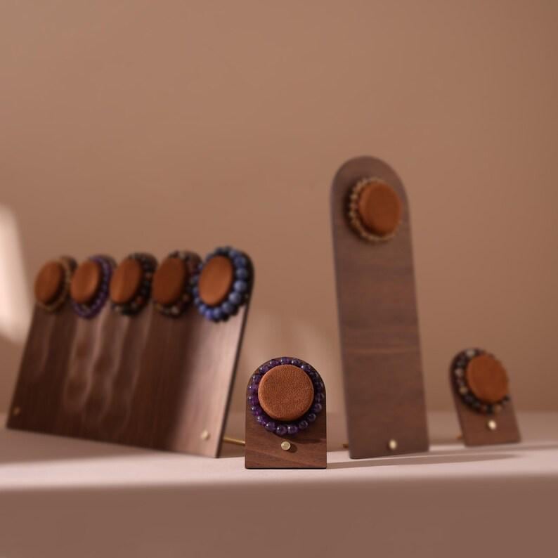 Walnut Veneer Bracelet Display Stand for Crystal Shops &amp; Jewelry Boutiques