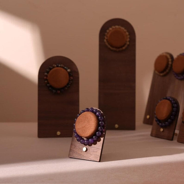 Walnut Veneer Bracelet Display Stand for Crystal Shops &amp; Jewelry Boutiques