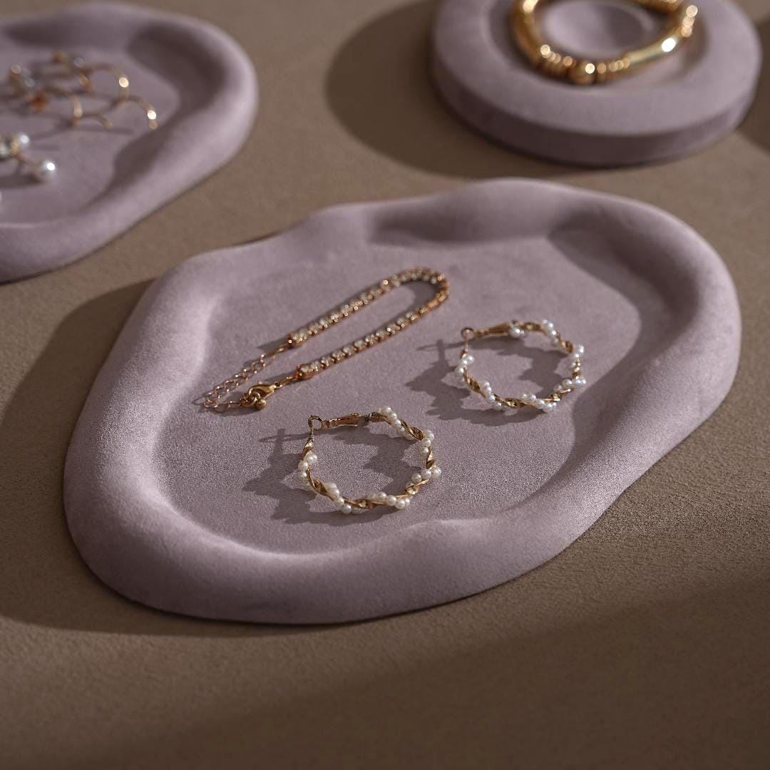 Lavender Vegan Suede Jewelry Display Dish: Ring, Bracelet, Necklace Holder
