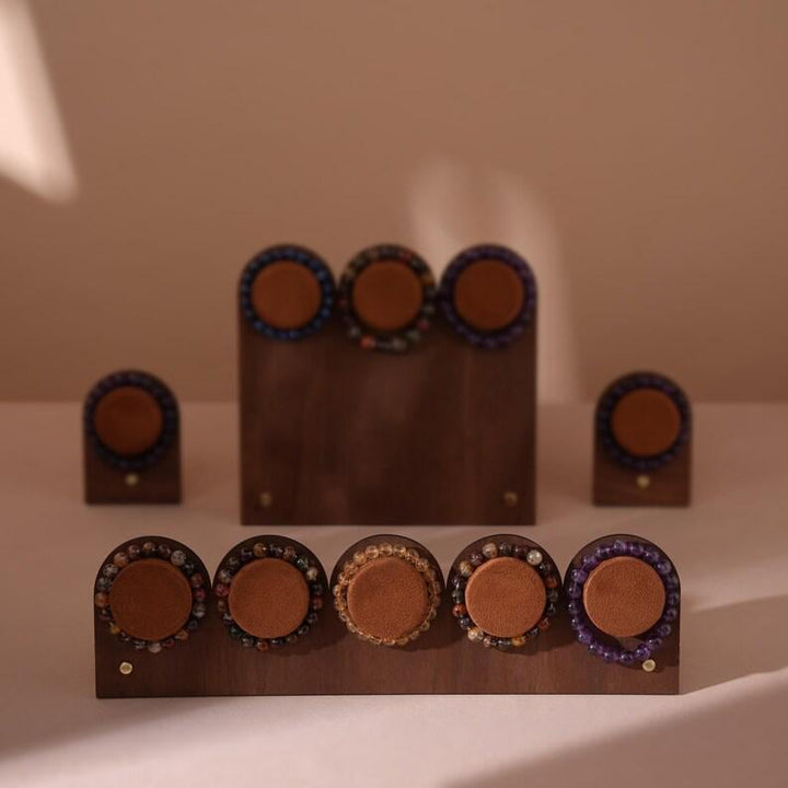Walnut Veneer Bracelet Display Stand for Crystal Shops &amp; Jewelry Boutiques