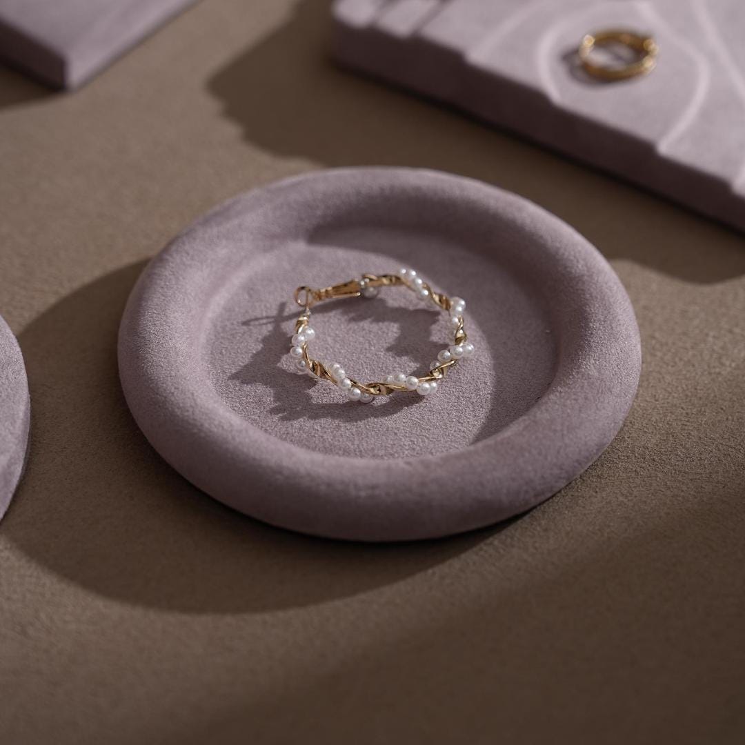 Lavender Vegan Suede Jewelry Display Dish: Ring, Bracelet, Necklace Holder