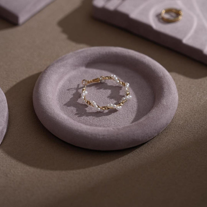 Lavender Vegan Suede Jewelry Display Dish: Ring, Bracelet, Necklace Holder