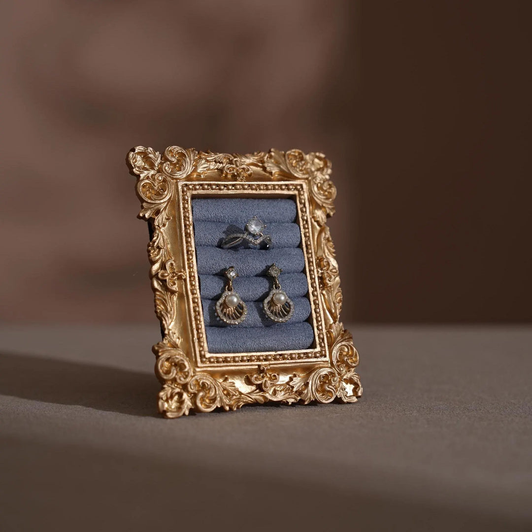 Rococo Inspired Ring &amp; Earring Holder for Wedding Flat Lays