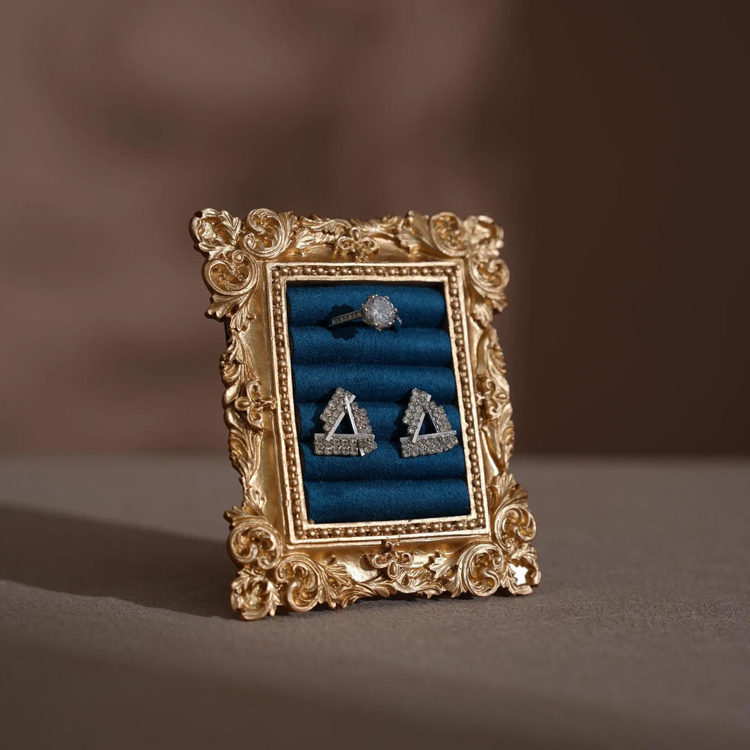 Rococo Inspired Ring &amp; Earring Holder for Wedding Flat Lays