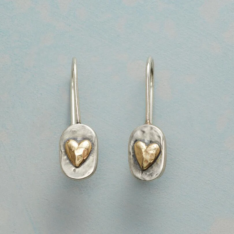 HEART-SHAPED SILVER &amp; GOLD EARRINGS