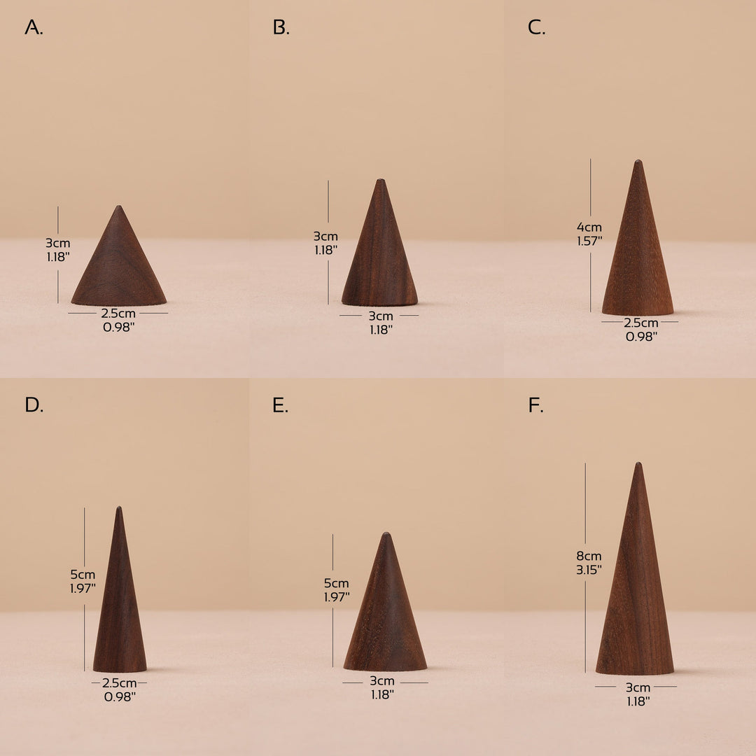 Walnut Wood Ring Cone Stand – Boutique Ring Holder Display