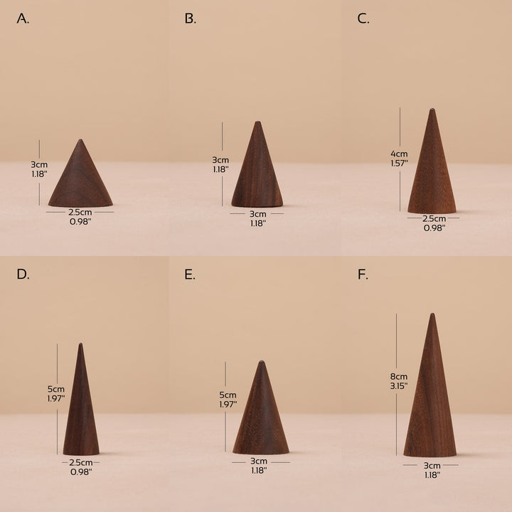 Walnut Wood Ring Cone Stand – Boutique Ring Holder Display