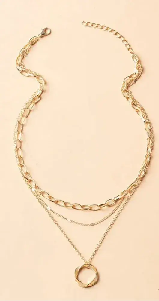 ELEGANT LAYERED GOLD CHAIN &amp; PENDANT NECKLACE