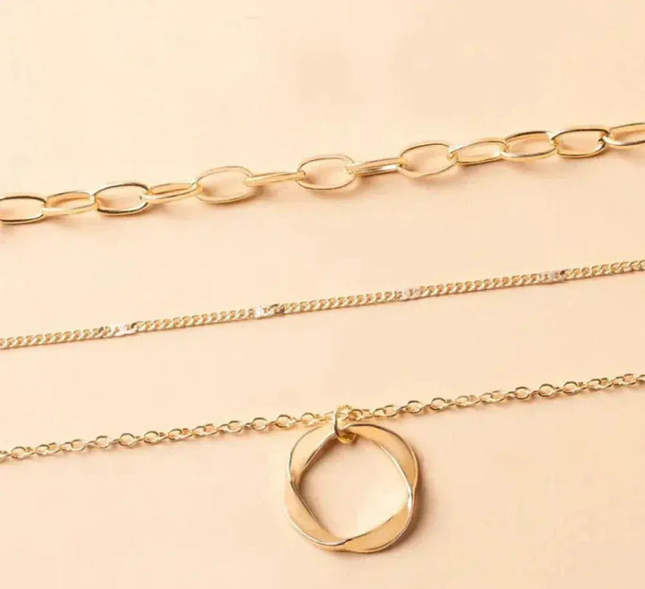 ELEGANT LAYERED GOLD CHAIN &amp; PENDANT NECKLACE